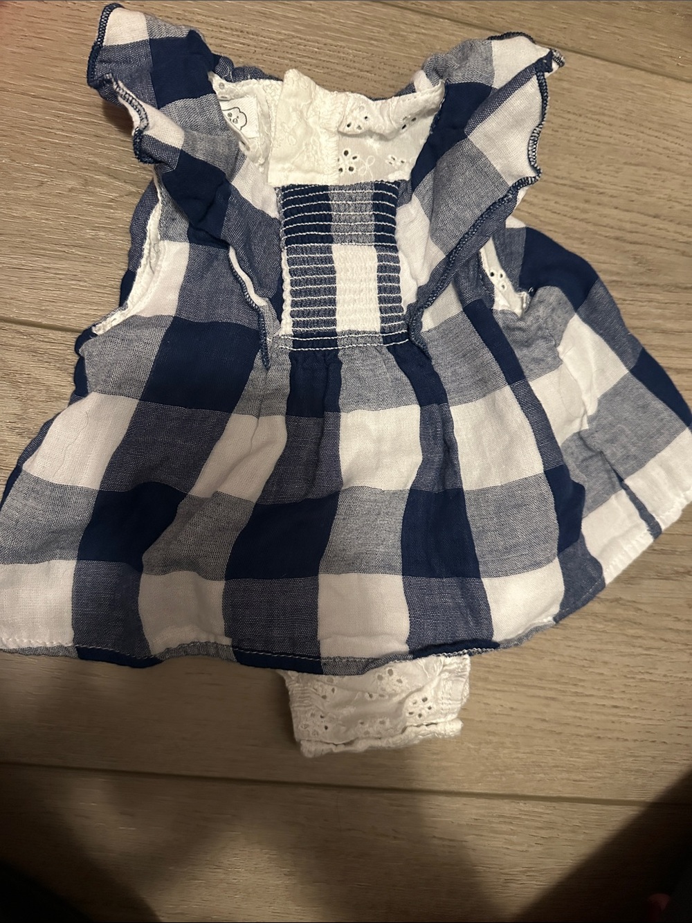 Mudpie 3-6 month plaid and eyelet bodysuit dress